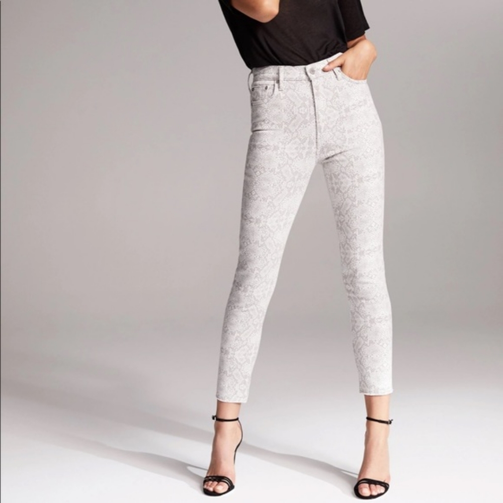 Denim Forum Aritzia Lola High Rise Skinny Crop Snake Print